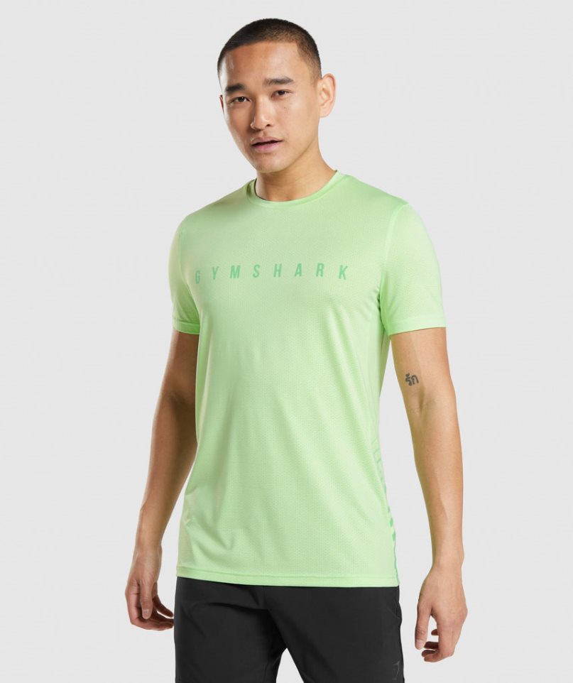 Men\'s Gymshark Sport Stripe T-Shirts Mint | CA 076D38